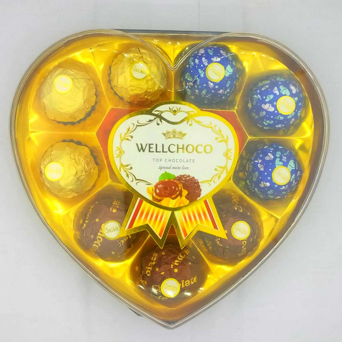 Wellchoco Heart Chocolate Gold 100gm